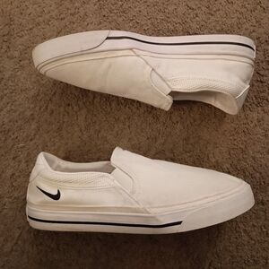 Nike Court Legacy Slip-on Sneakers Women's Size 9 White PRE-OWNED